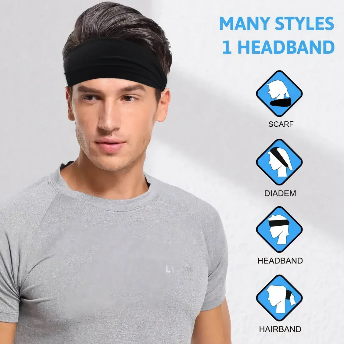 Sports Headbands For Men Woman Gym Yoga Sweat Hair Bands Soft Elastic Hairbands Stretch Outdoor Sport Sweatbands